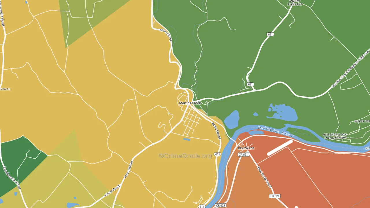 Martins Creek, PA Map of Burglary Rates