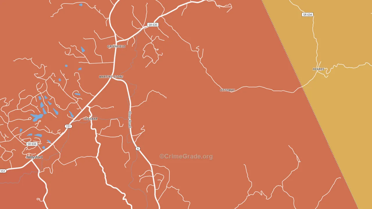 Martins Store, VA Map of Burglary Rates