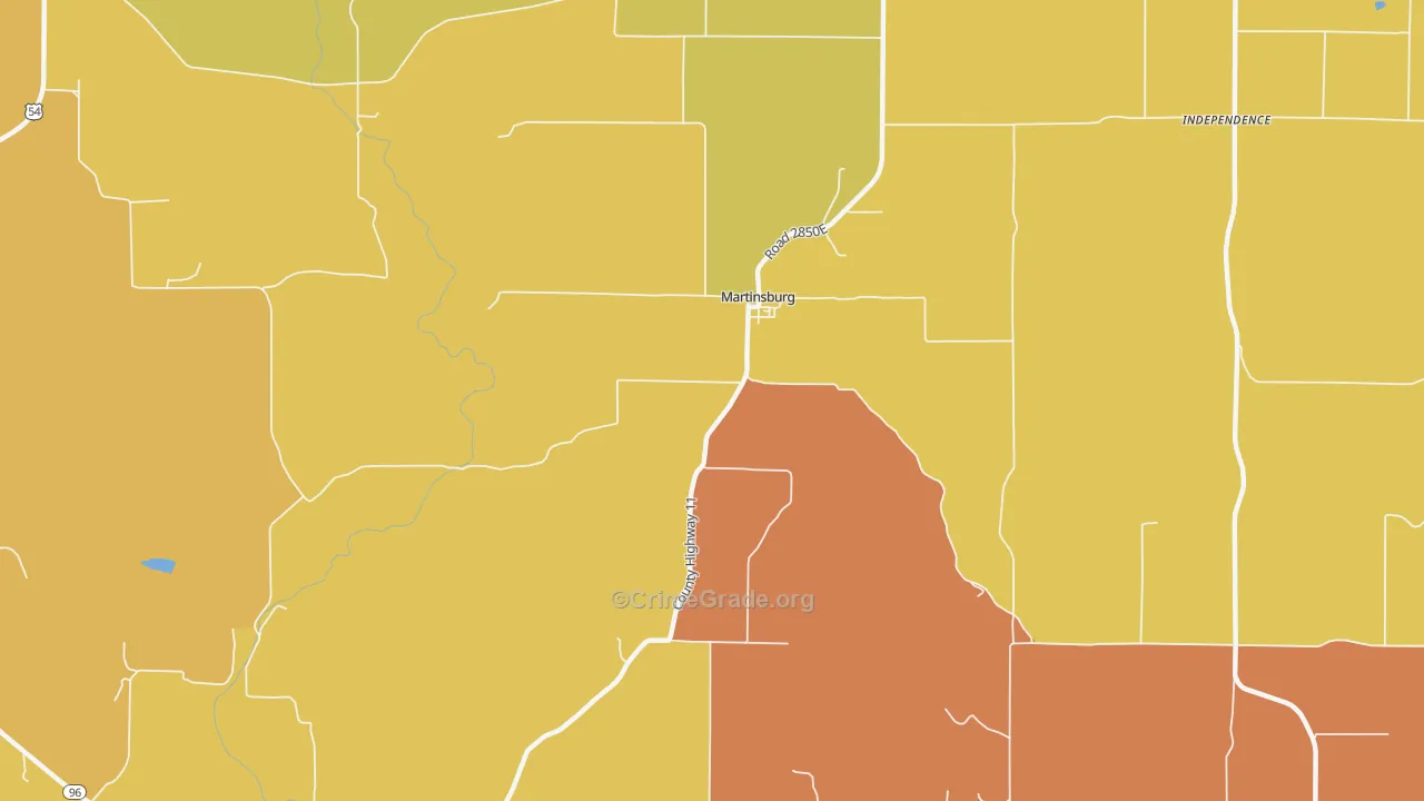 Martinsburg, IL Map of Burglary Rates