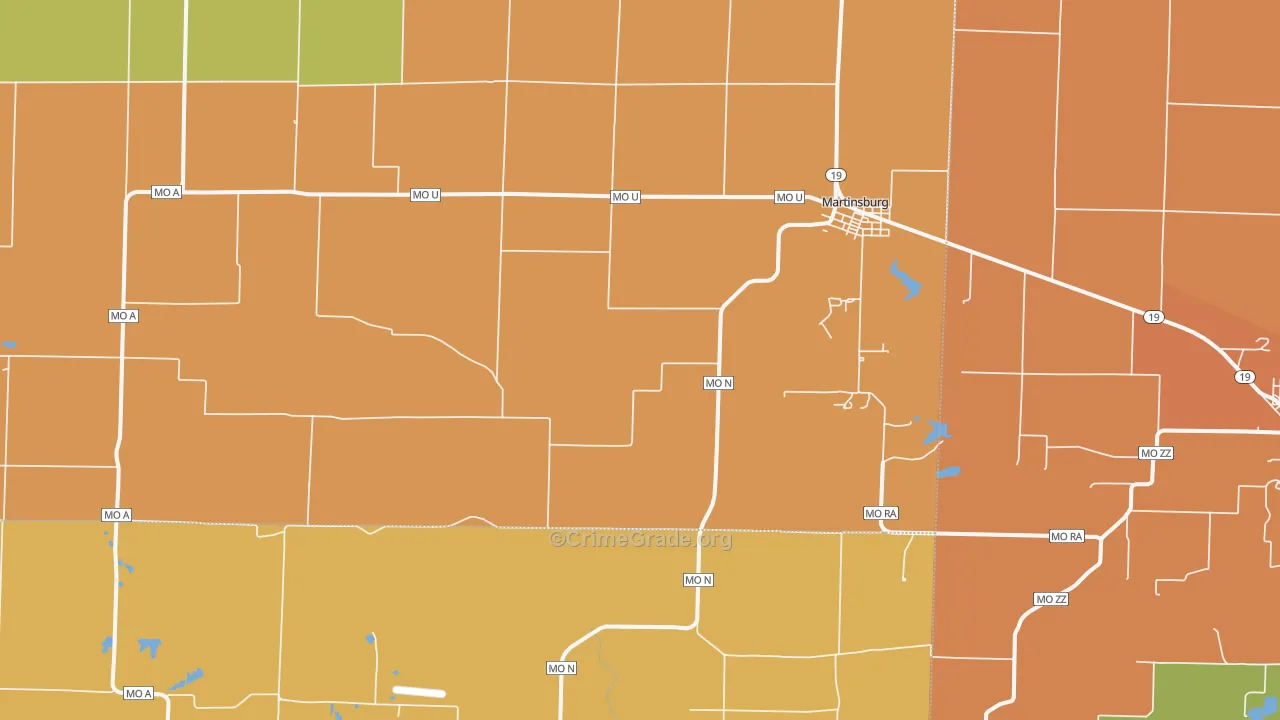 Martinsburg, MO Map of Burglary Rates