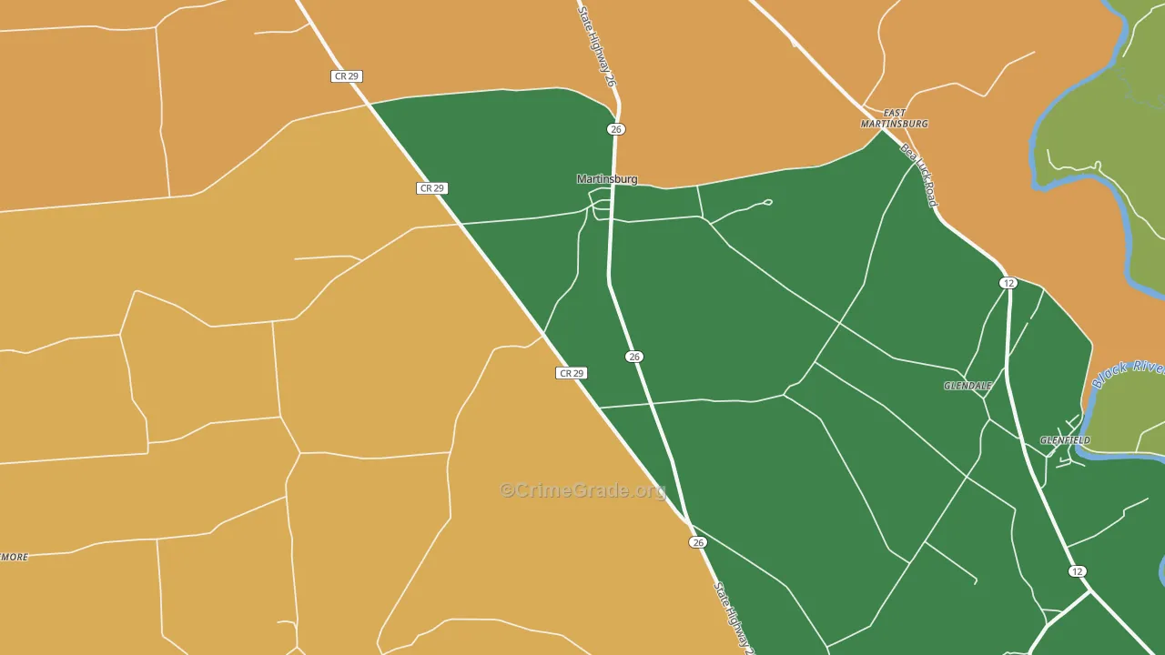 Martinsburg, NY Map of Burglary Rates