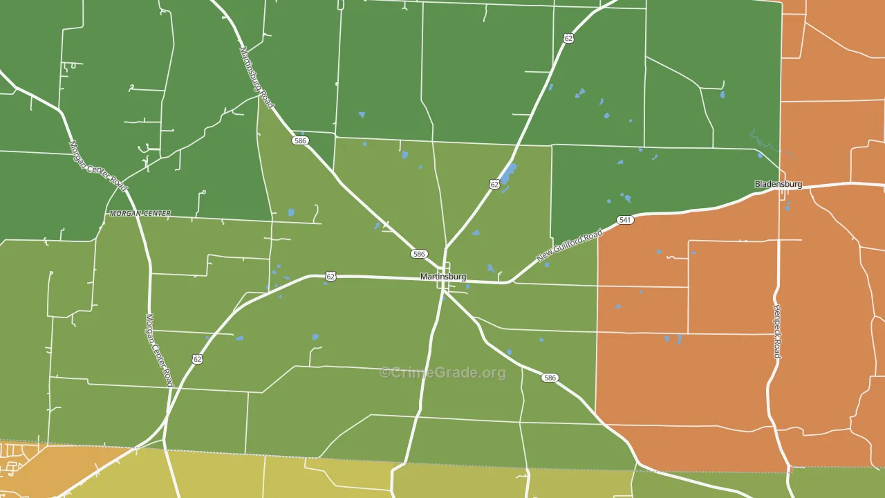 Martinsburg, OH Map of Burglary Rates