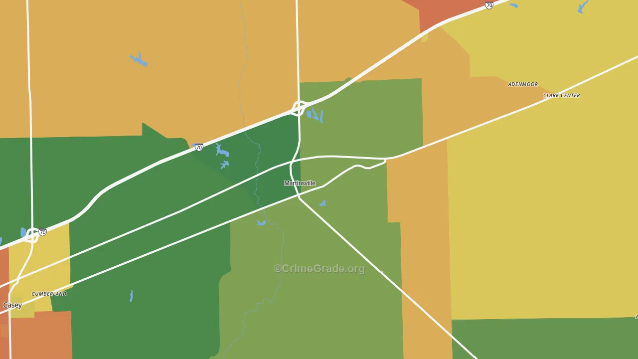 Martinsville, IL Map of Burglary Rates