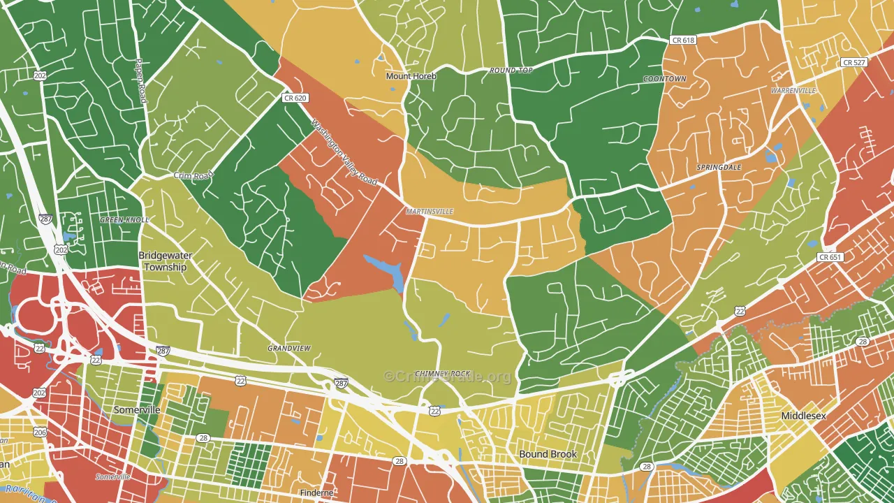 Martinsville, NJ Map of Burglary Rates
