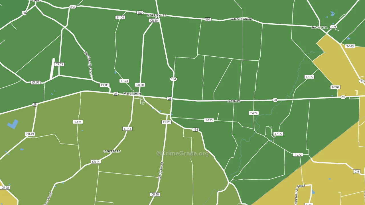 Martinsville, OH Map of Burglary Rates