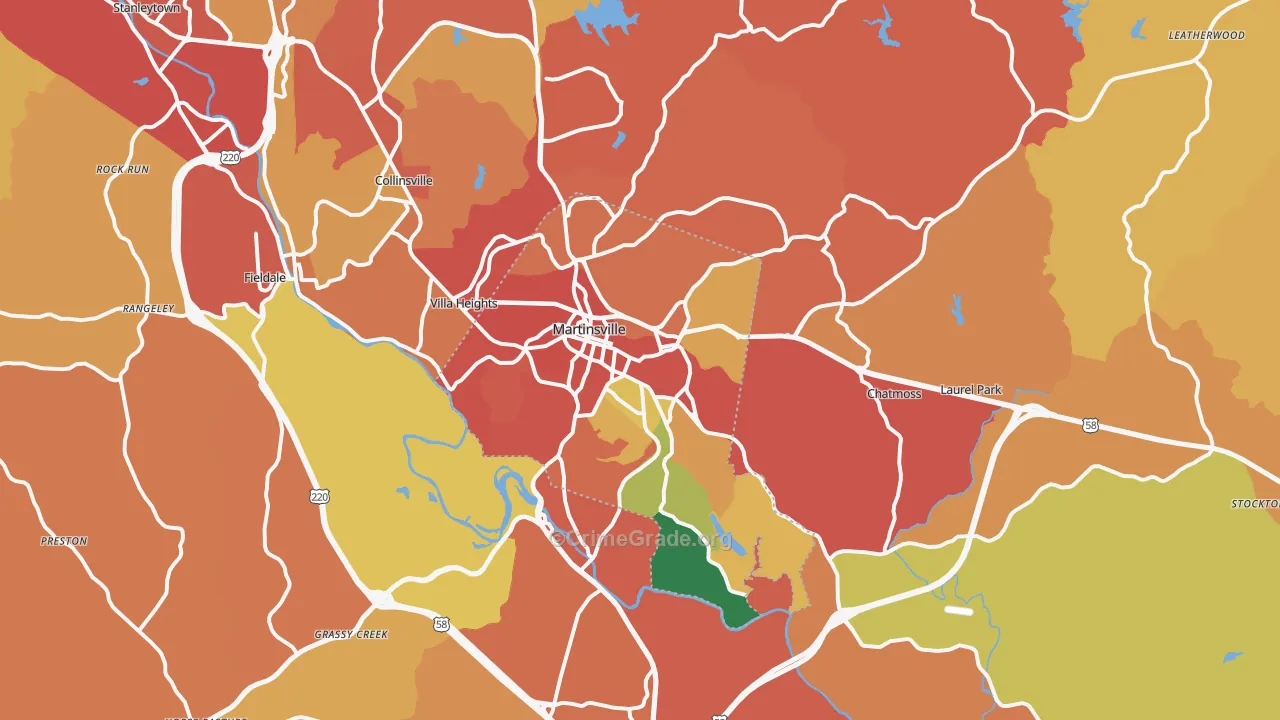 Martinsville, VA Map of Burglary Rates