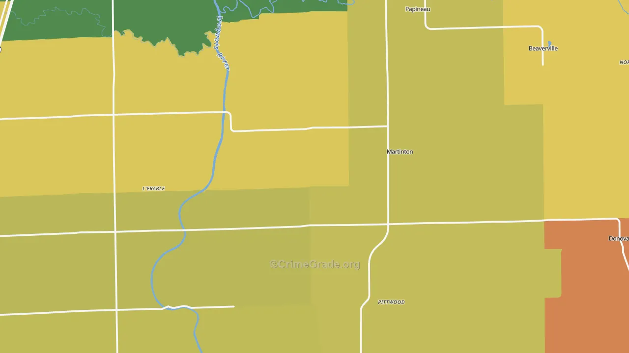 Martinton, IL Map of Burglary Rates