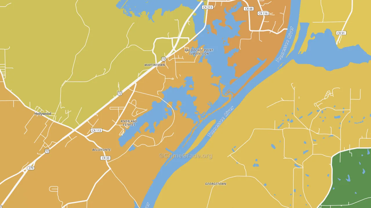 Martintown, AL Map of Burglary Rates