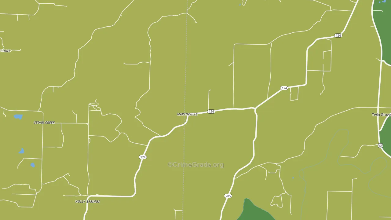 Martinville, AR Map of Burglary Rates