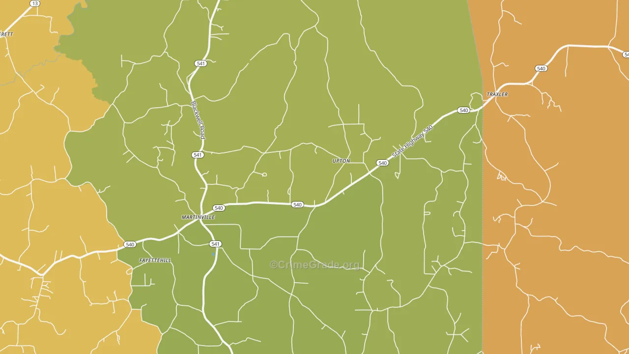 Martinville, MS Map of Burglary Rates