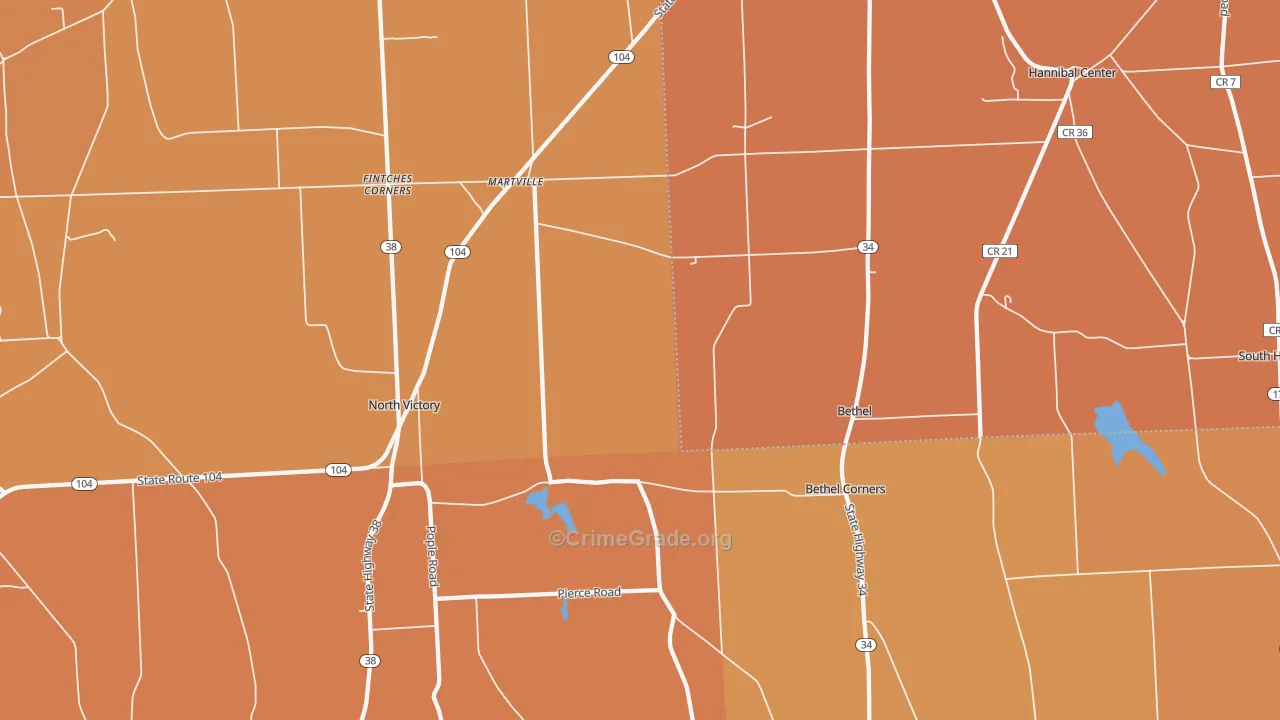 Martville, NY Map of Burglary Rates