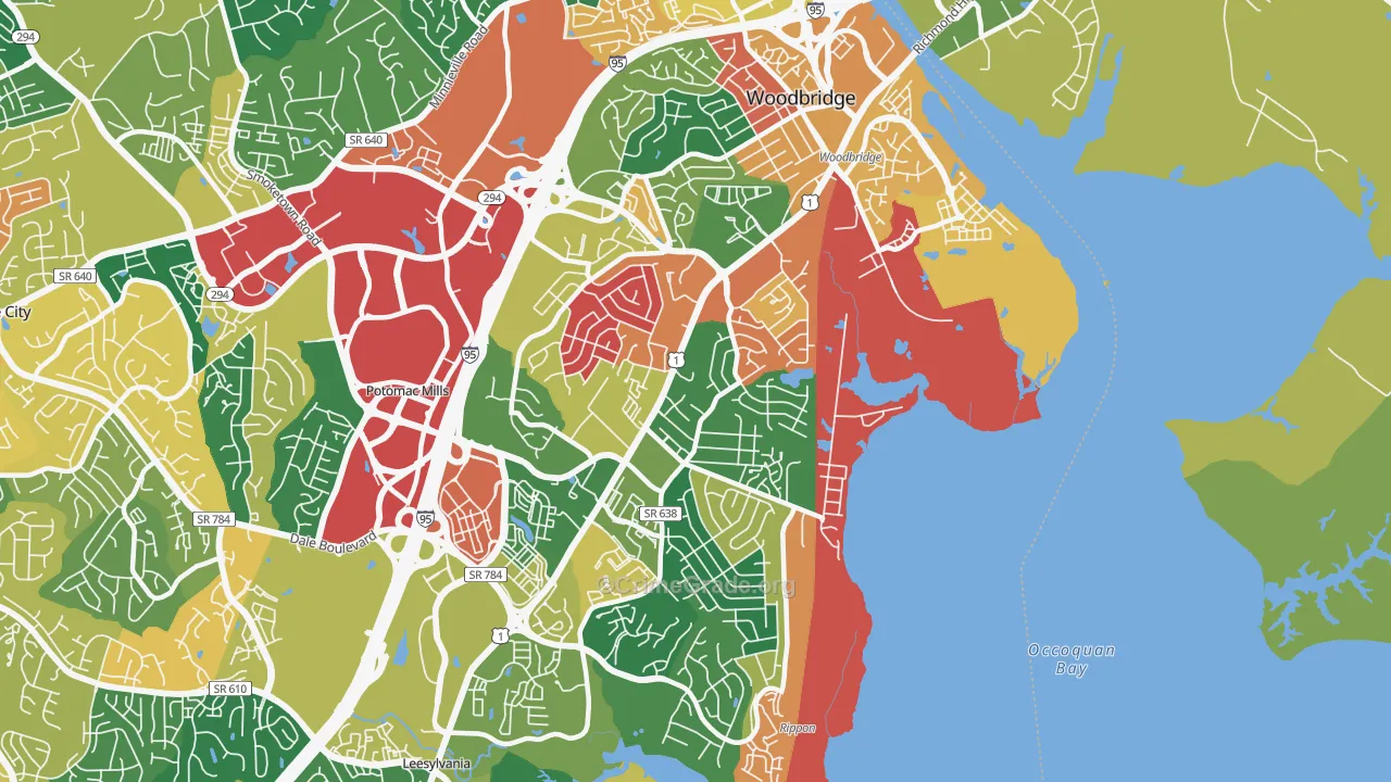 Marumsco, VA Map of Burglary Rates