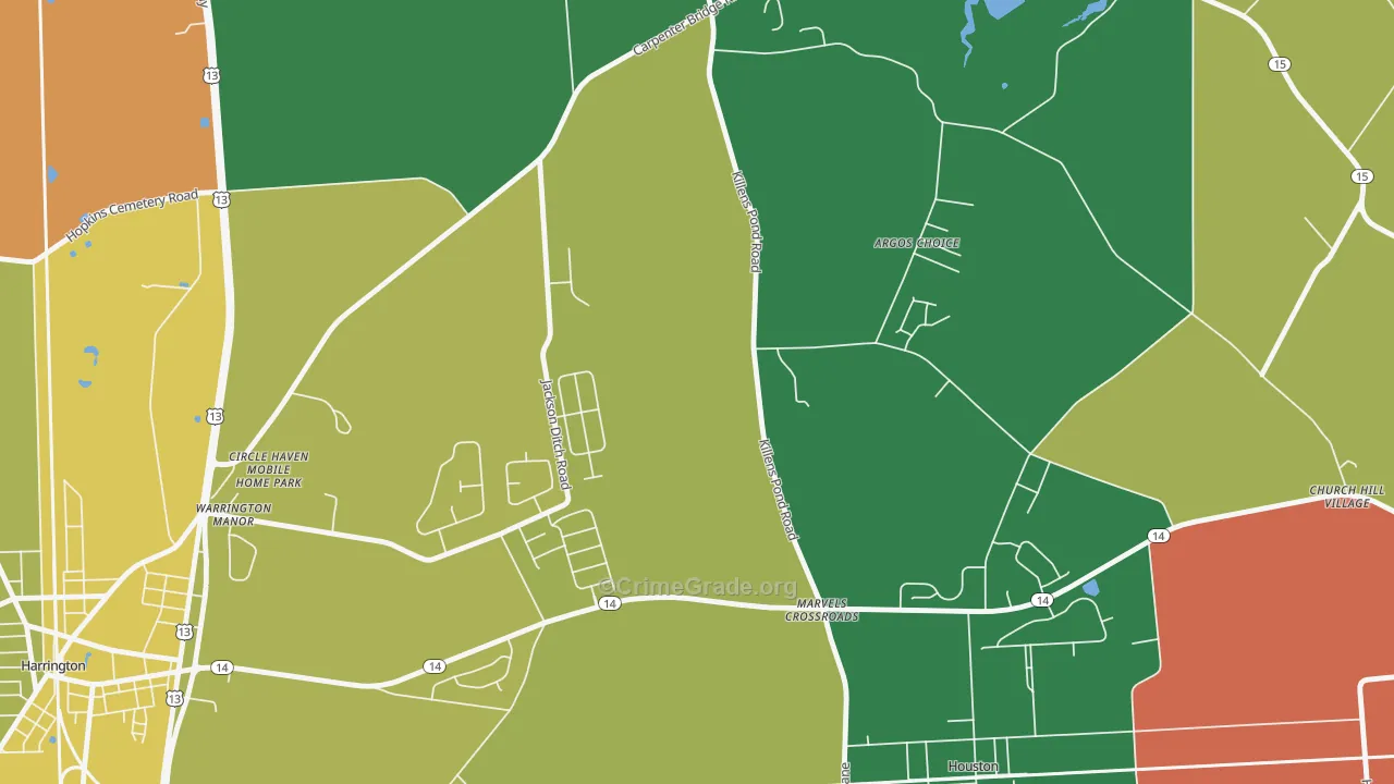 Marvels Crossroads, DE Map of Burglary Rates