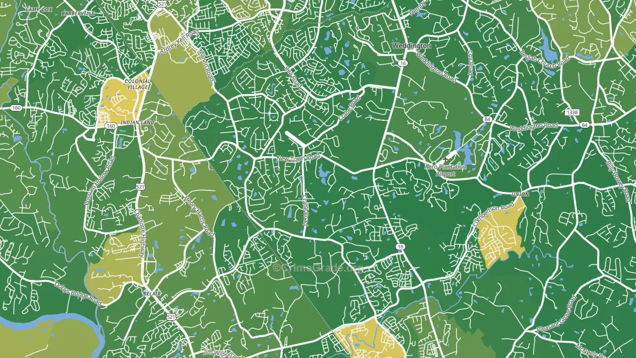 Marvin, NC Map of Burglary Rates