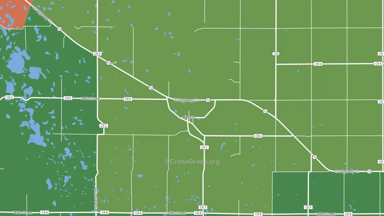 Marvin, SD Map of Burglary Rates