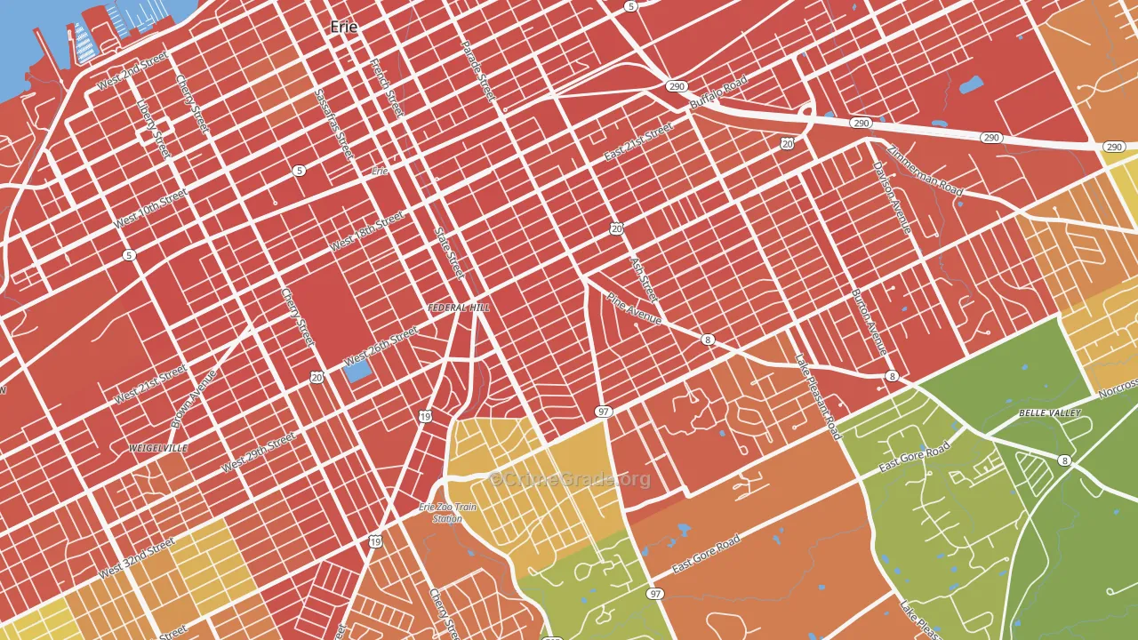 Marvintown, Erie, PA Map of Burglary Rates