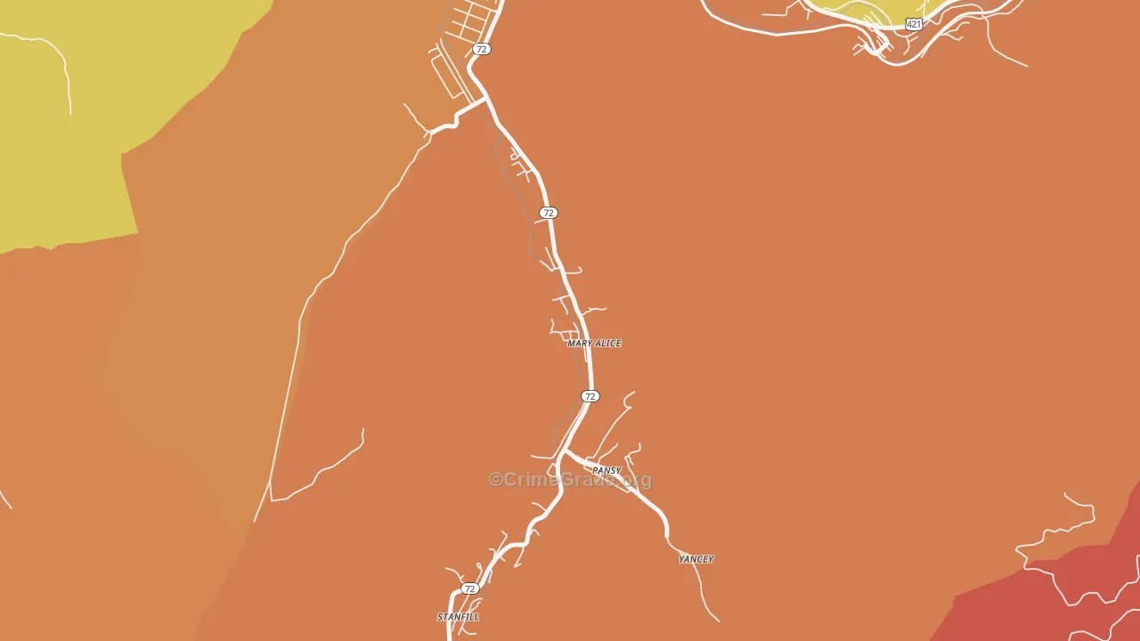 Mary Alice, KY Map of Burglary Rates