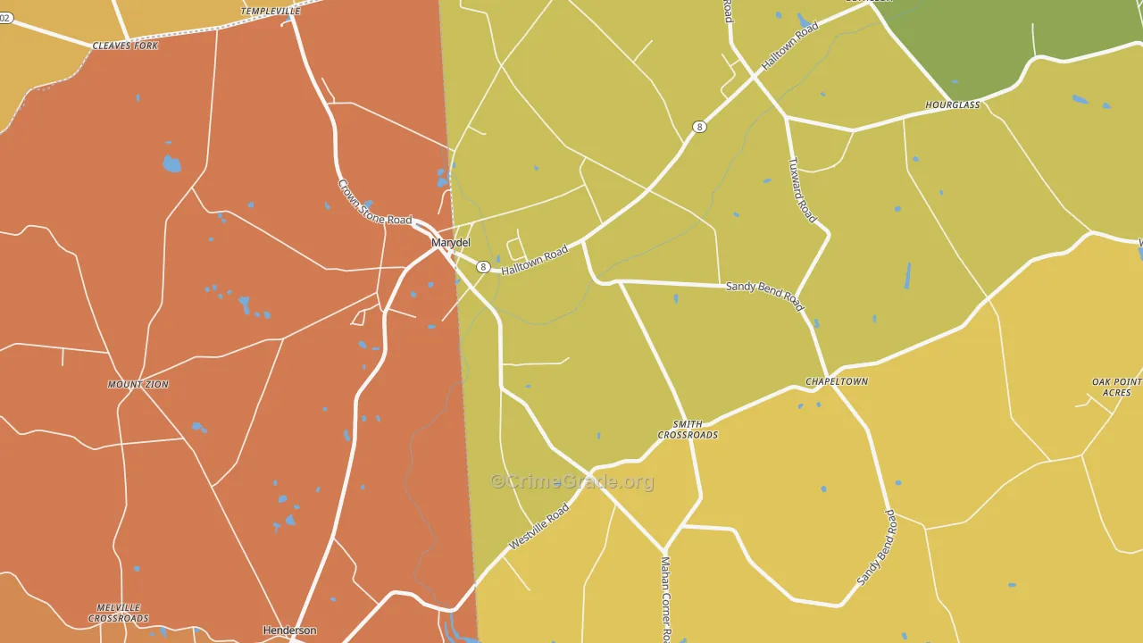 Marydel, DE Map of Burglary Rates