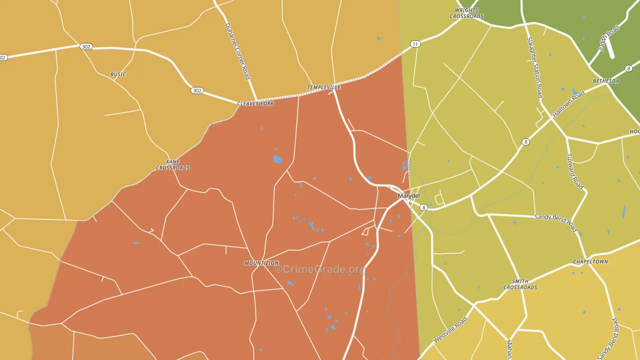 Marydel, MD Map of Burglary Rates