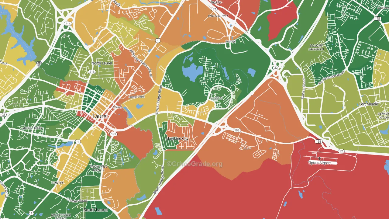 Maryland City, MD Map of Burglary Rates