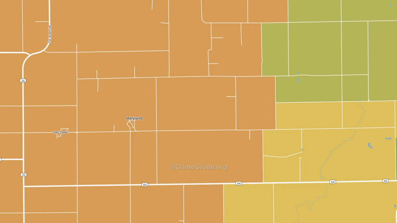 Maryland, IL Map of Burglary Rates
