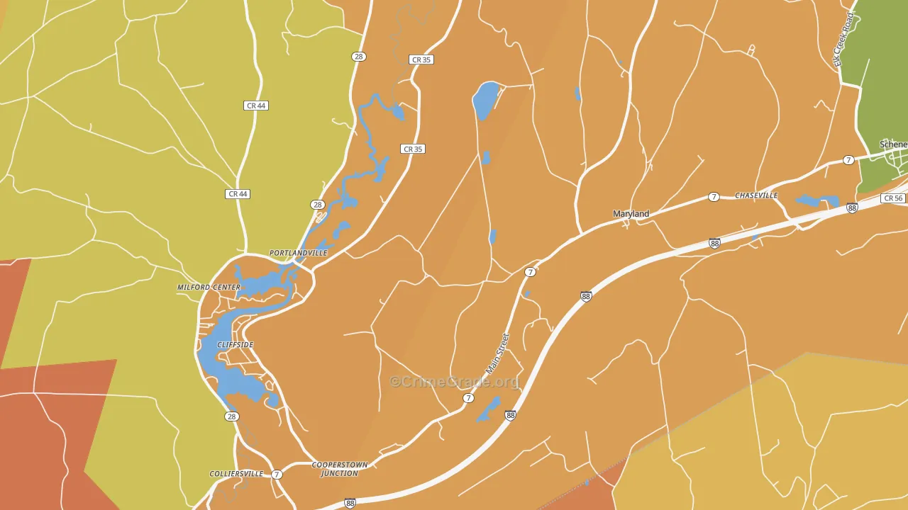 Maryland, NY Map of Burglary Rates