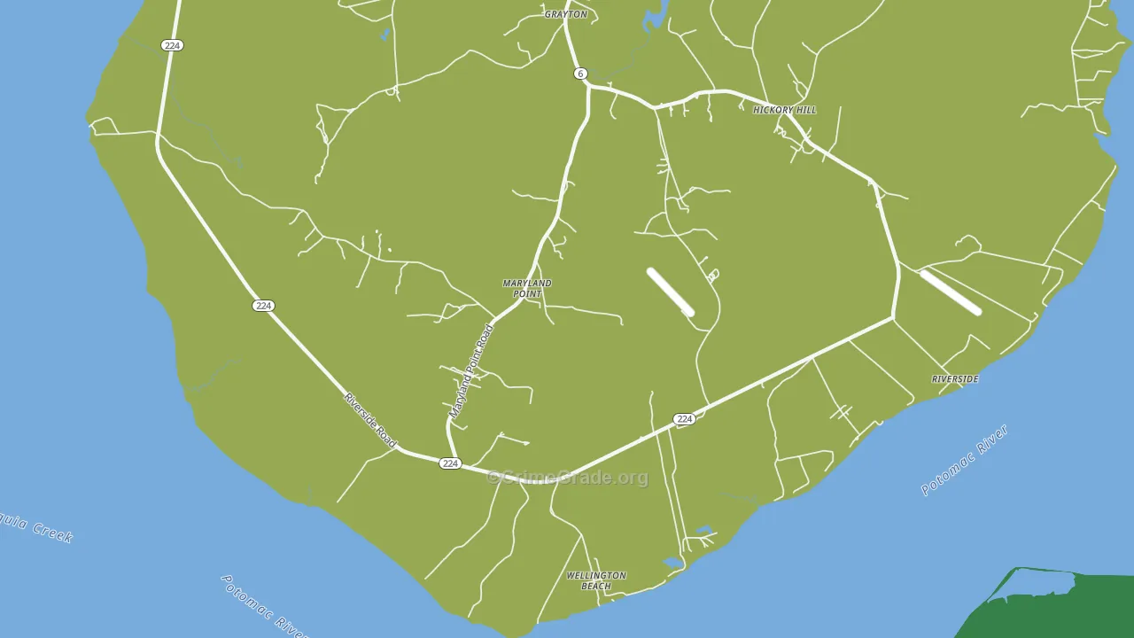 Maryland Point, MD Map of Burglary Rates