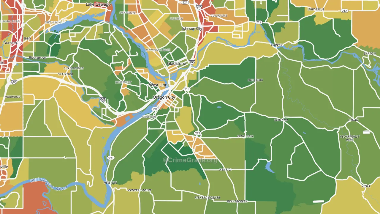 Marylhurst, OR Map of Burglary Rates