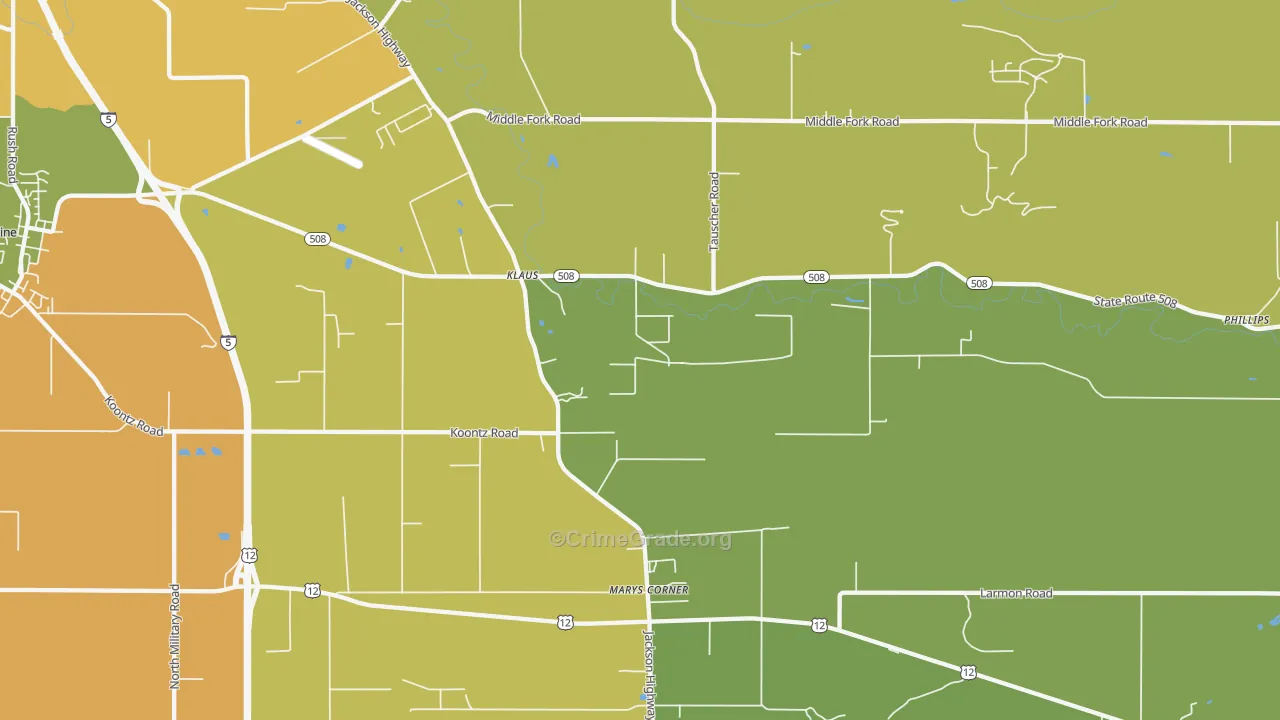Marys Corner, WA Map of Burglary Rates