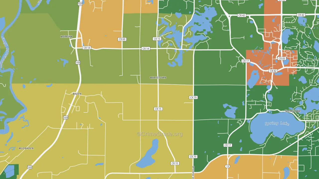 Marystown, MN Map of Burglary Rates