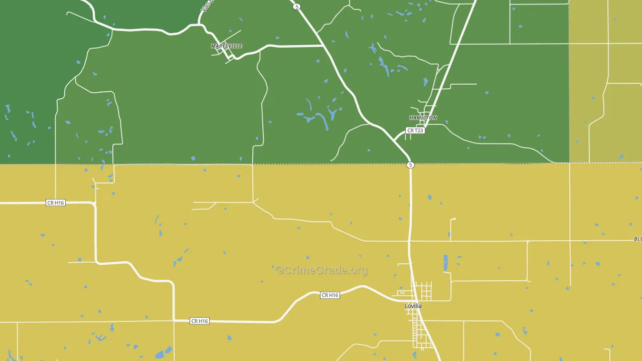 Marysville, IA Map of Burglary Rates
