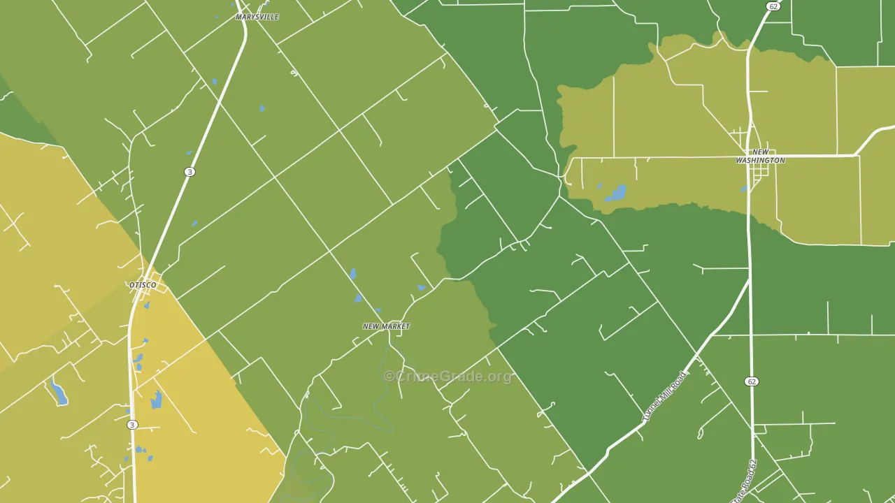 Marysville, IN Map of Burglary Rates