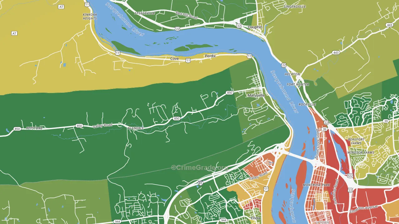 Marysville, PA Map of Burglary Rates