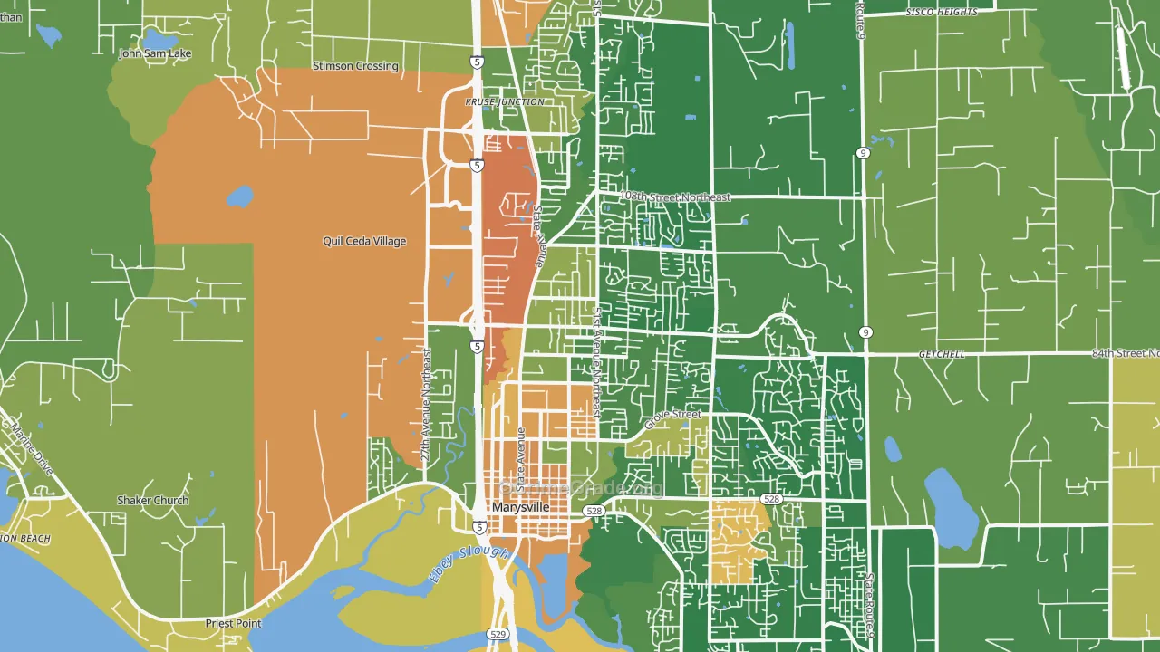 Marysville, WA Map of Burglary Rates