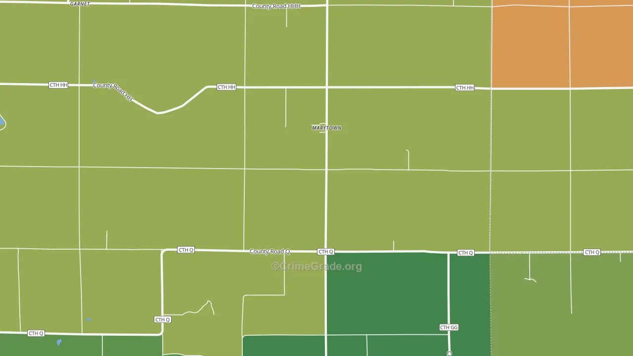 Marytown, WI Map of Burglary Rates