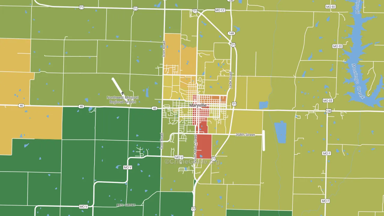 Maryville, MO Map of Burglary Rates