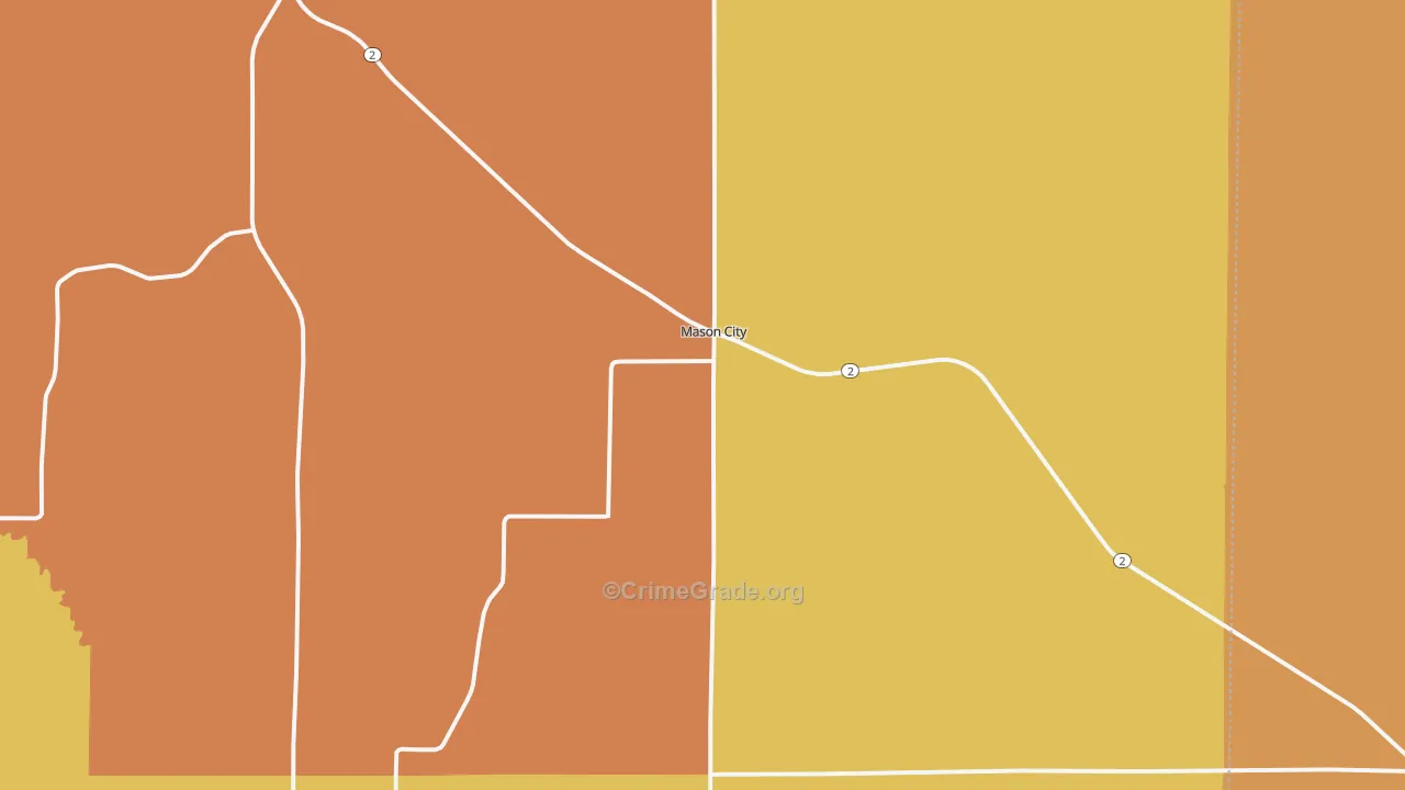 Mason City, NE Map of Burglary Rates