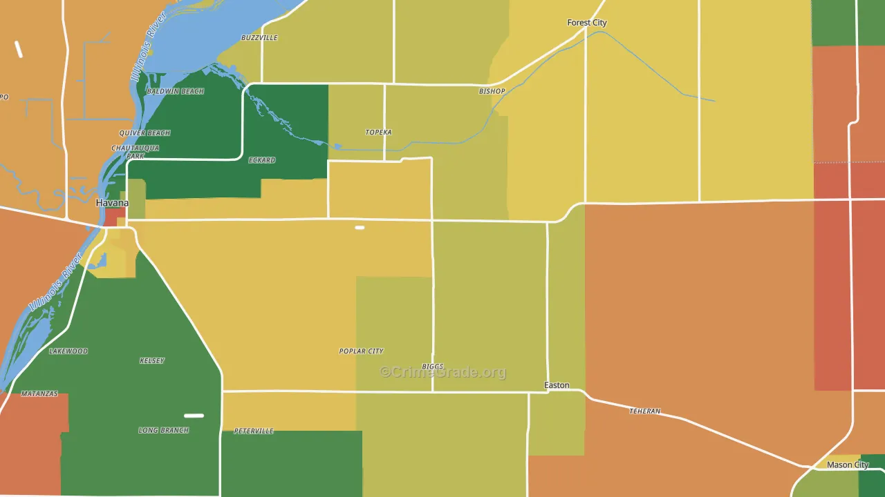 Mason County, IL Map of Burglary Rates