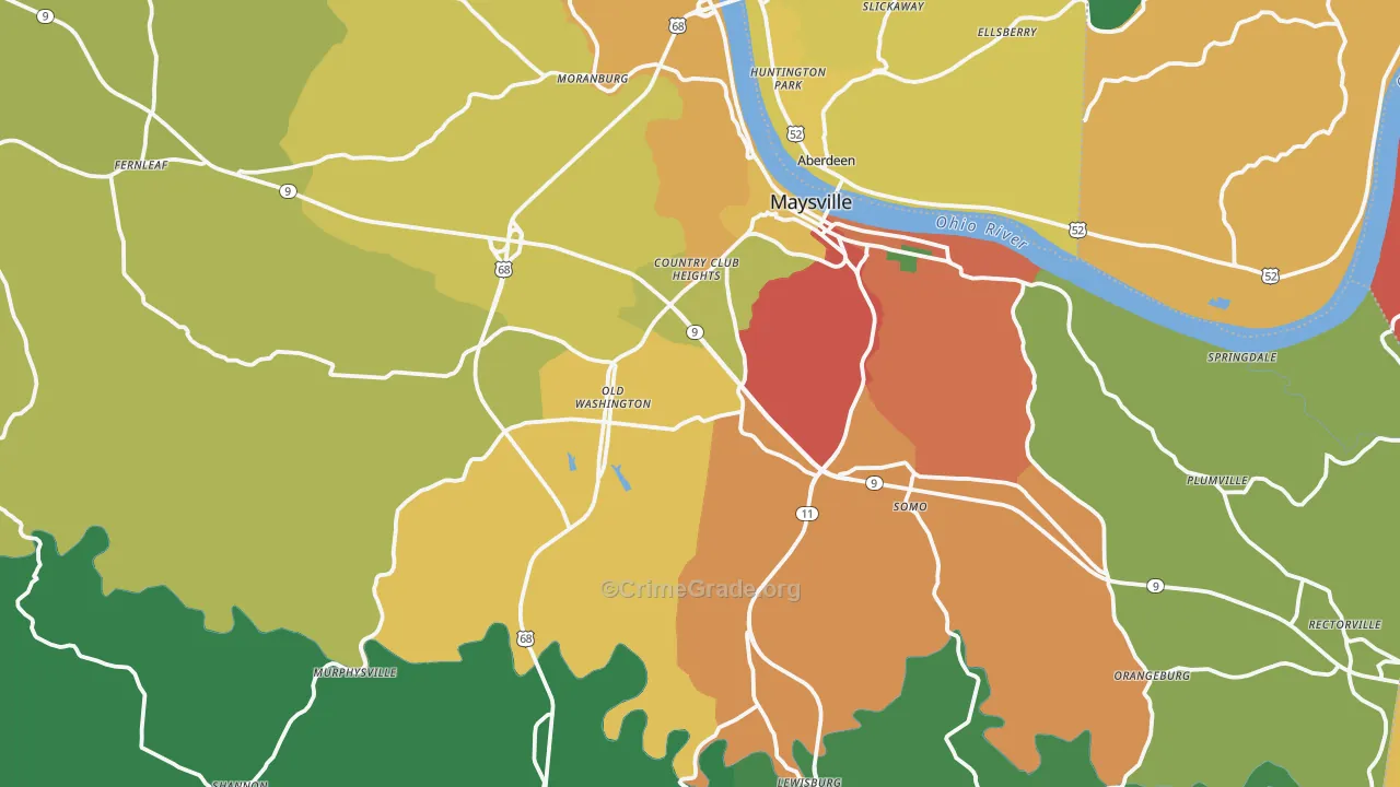 Mason County, KY Map of Burglary Rates
