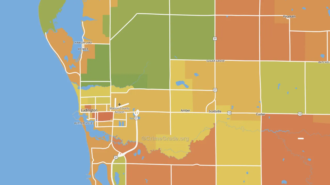 Mason County, MI Map of Burglary Rates