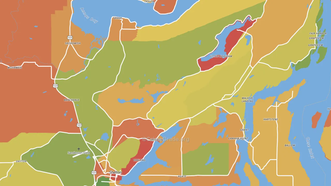 Mason County, WA Map of Burglary Rates
