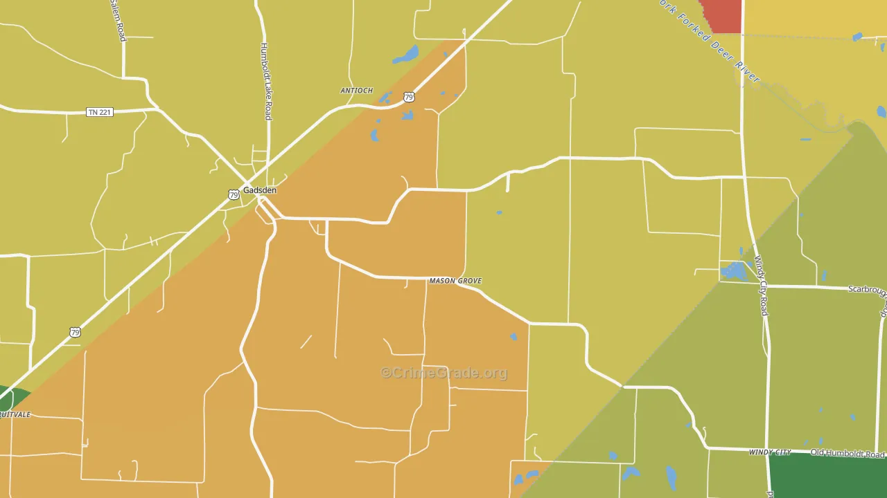 Mason Grove, TN Map of Burglary Rates