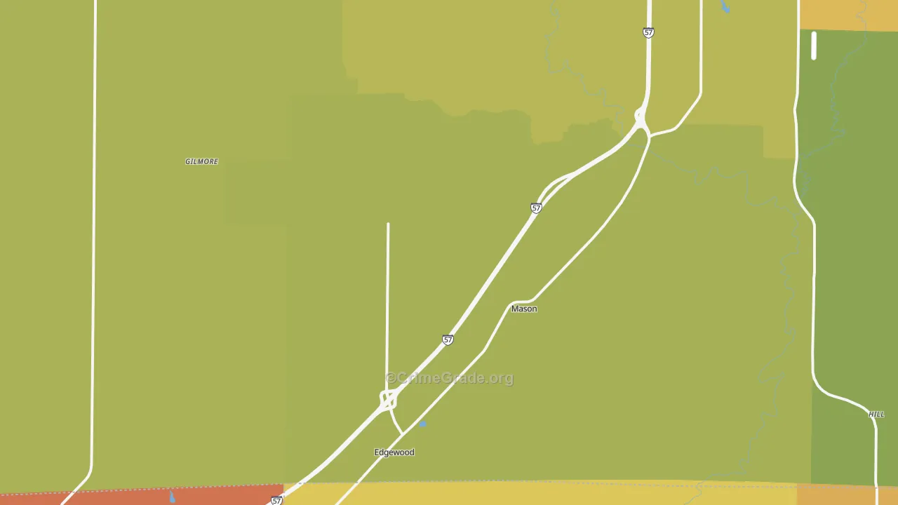 Mason, IL Map of Burglary Rates