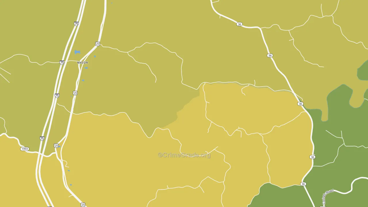 Mason, KY Map of Burglary Rates