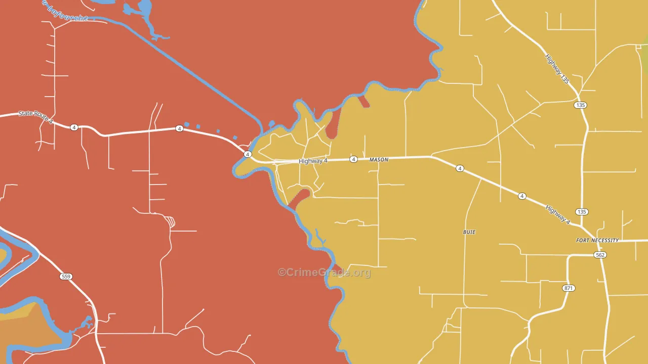 Mason, LA Map of Burglary Rates