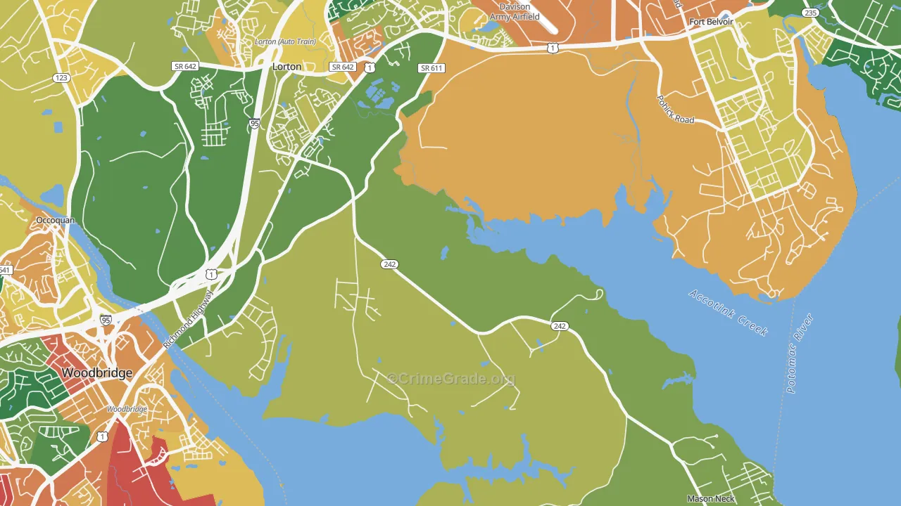 Mason Neck, VA Map of Burglary Rates