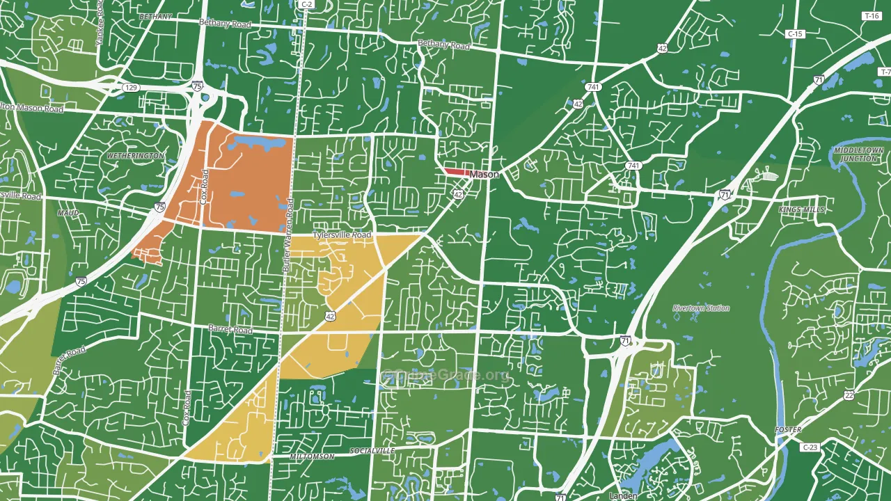 Mason, OH Map of Burglary Rates