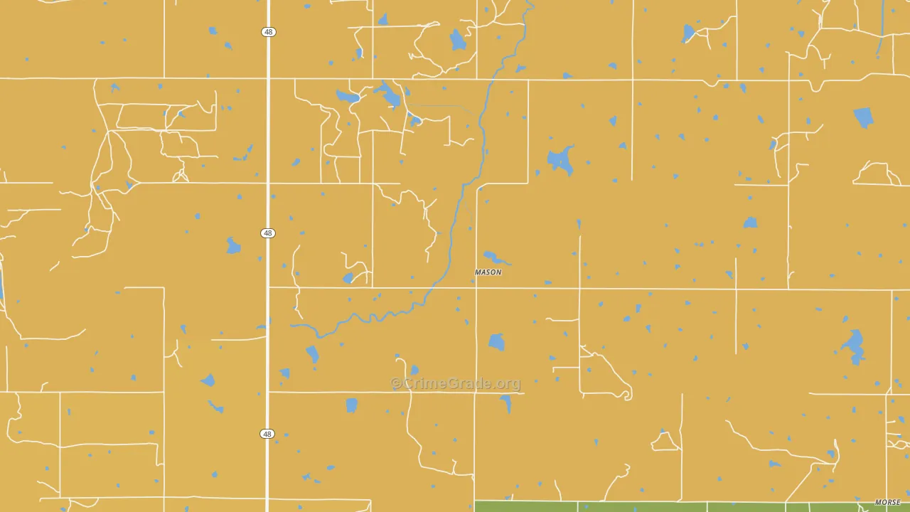 Mason, OK Map of Burglary Rates