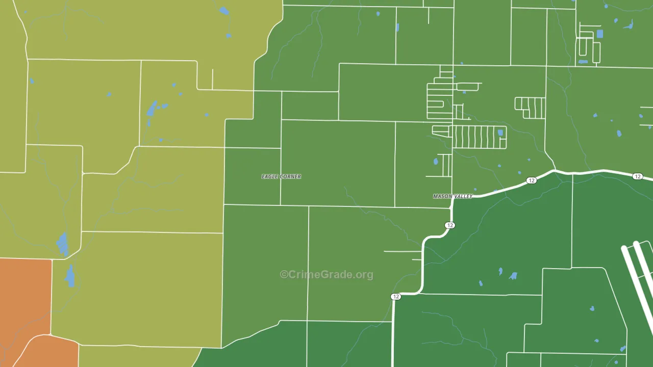 Mason Valley, AR Map of Burglary Rates
