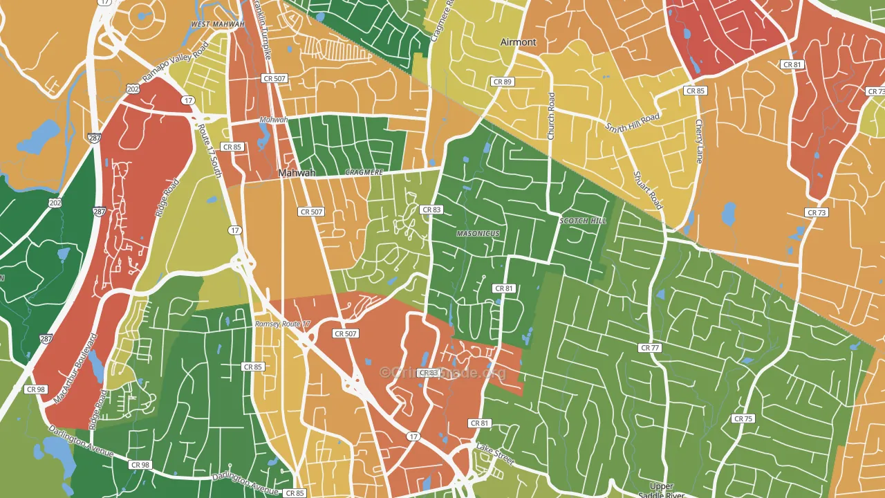 Masonicus, Mahwah, NJ Map of Burglary Rates
